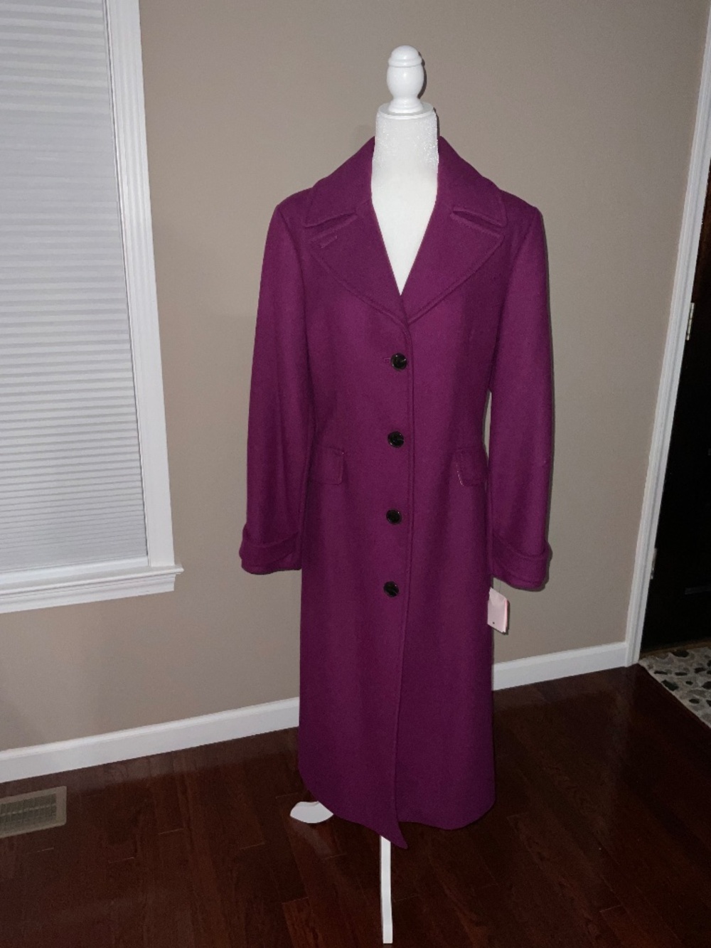 Kate Spade Wool Full Length Coat Size Large Mulberry Color - New with Tags